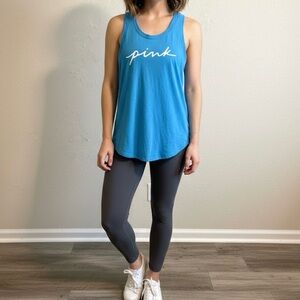 PINK Victoria’s Secret turquoise racerback open back tank top women’s medium